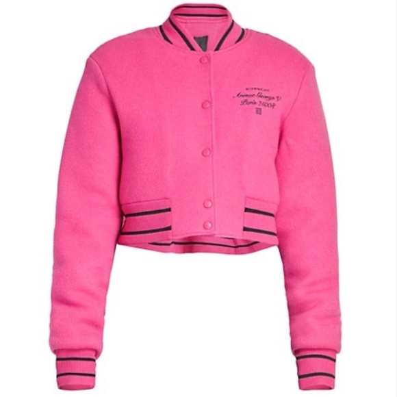 Givenchy Jackets & Coats Givenchylogoembroidered Crop Wool Bomber